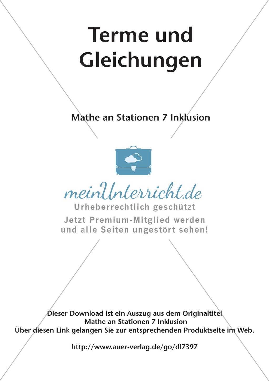 Mathe an Stationen - Inklusion: Terme und Gleichungen Preview 2