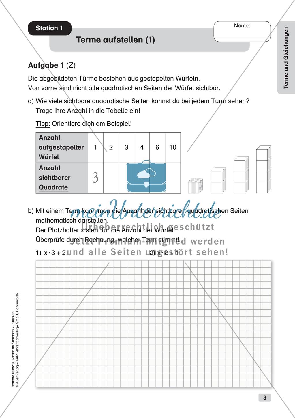 Mathe an Stationen - Inklusion: Terme und Gleichungen Preview 5