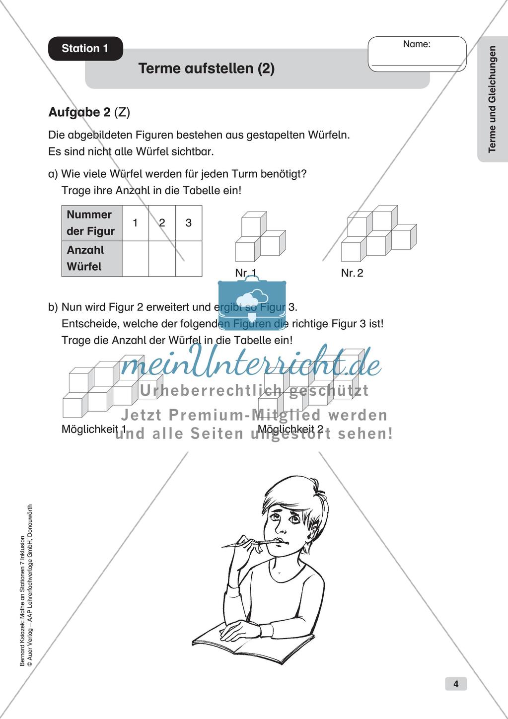 Mathe an Stationen - Inklusion: Terme und Gleichungen Preview 6