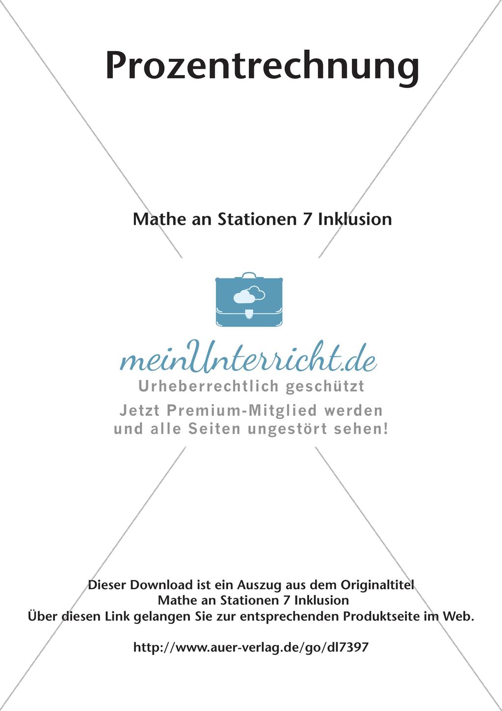 Mathe an Stationen - Inklusion: Prozentrechnung Preview 2