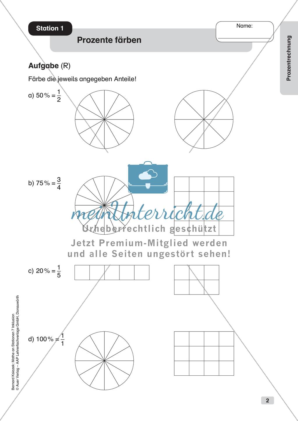 Mathe an Stationen - Inklusion: Prozentrechnung Preview 4