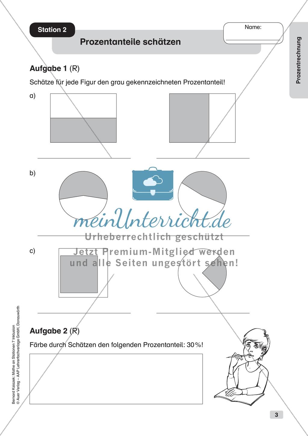 Mathe an Stationen - Inklusion: Prozentrechnung Preview 5