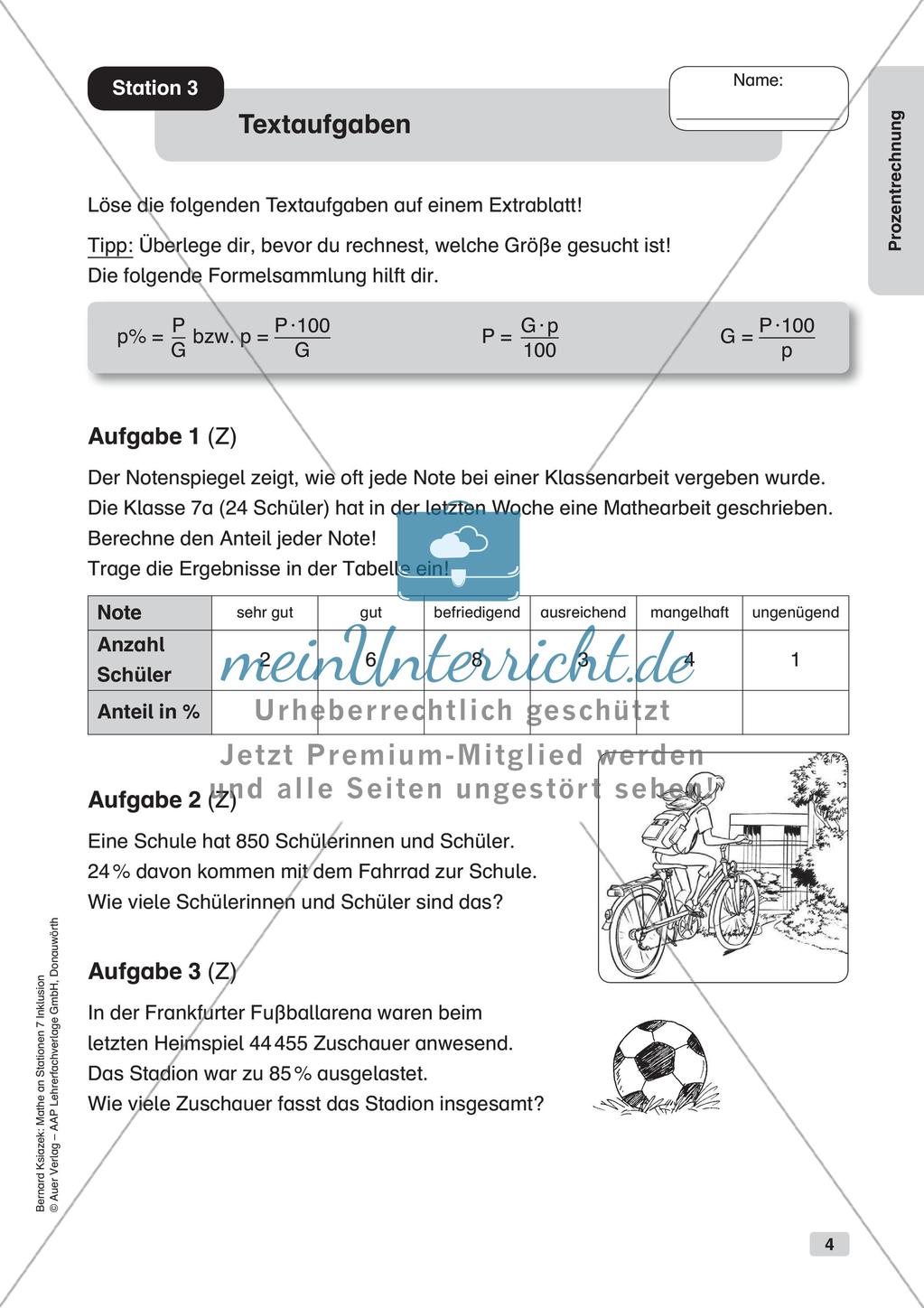 Mathe an Stationen - Inklusion: Prozentrechnung Preview 6