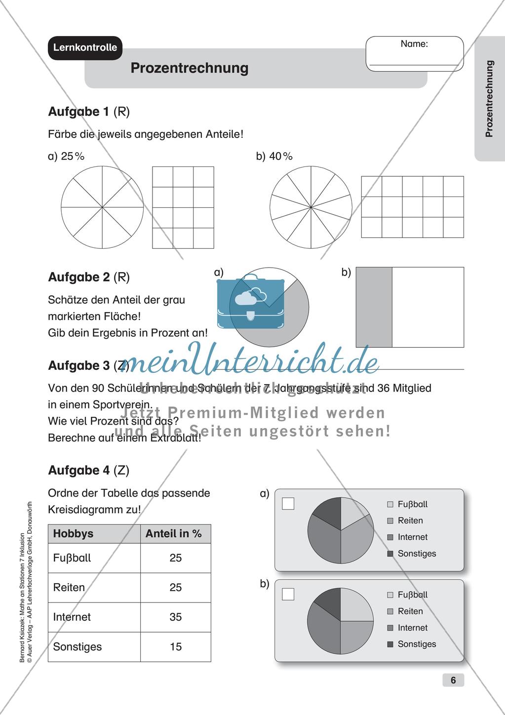 Mathe an Stationen - Inklusion: Prozentrechnung Preview 8