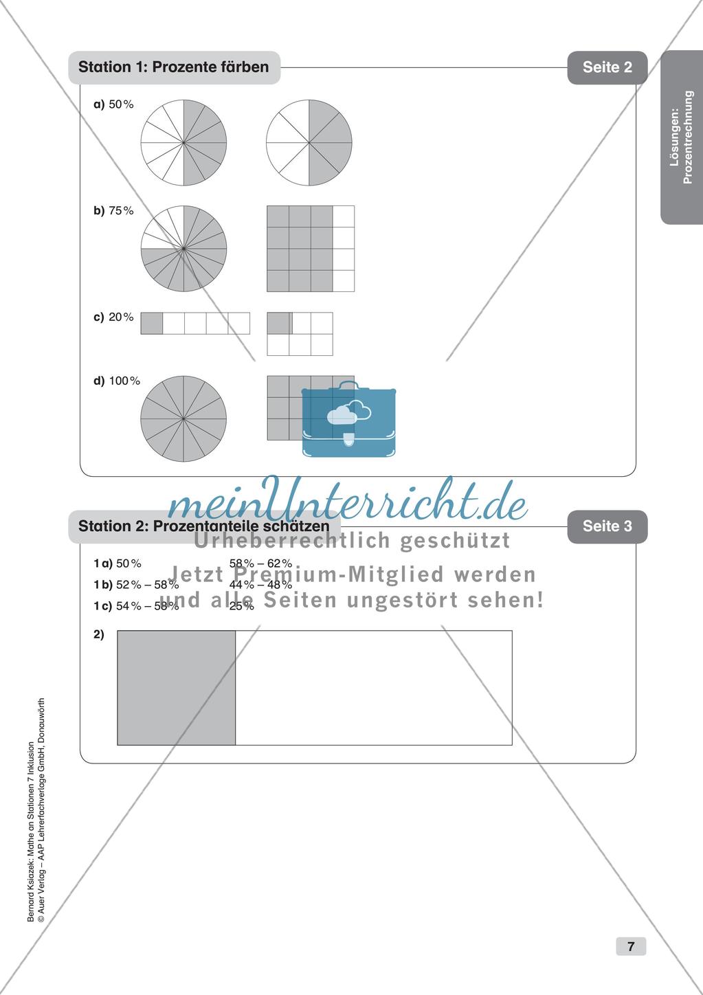 Mathe an Stationen - Inklusion: Prozentrechnung Preview 9