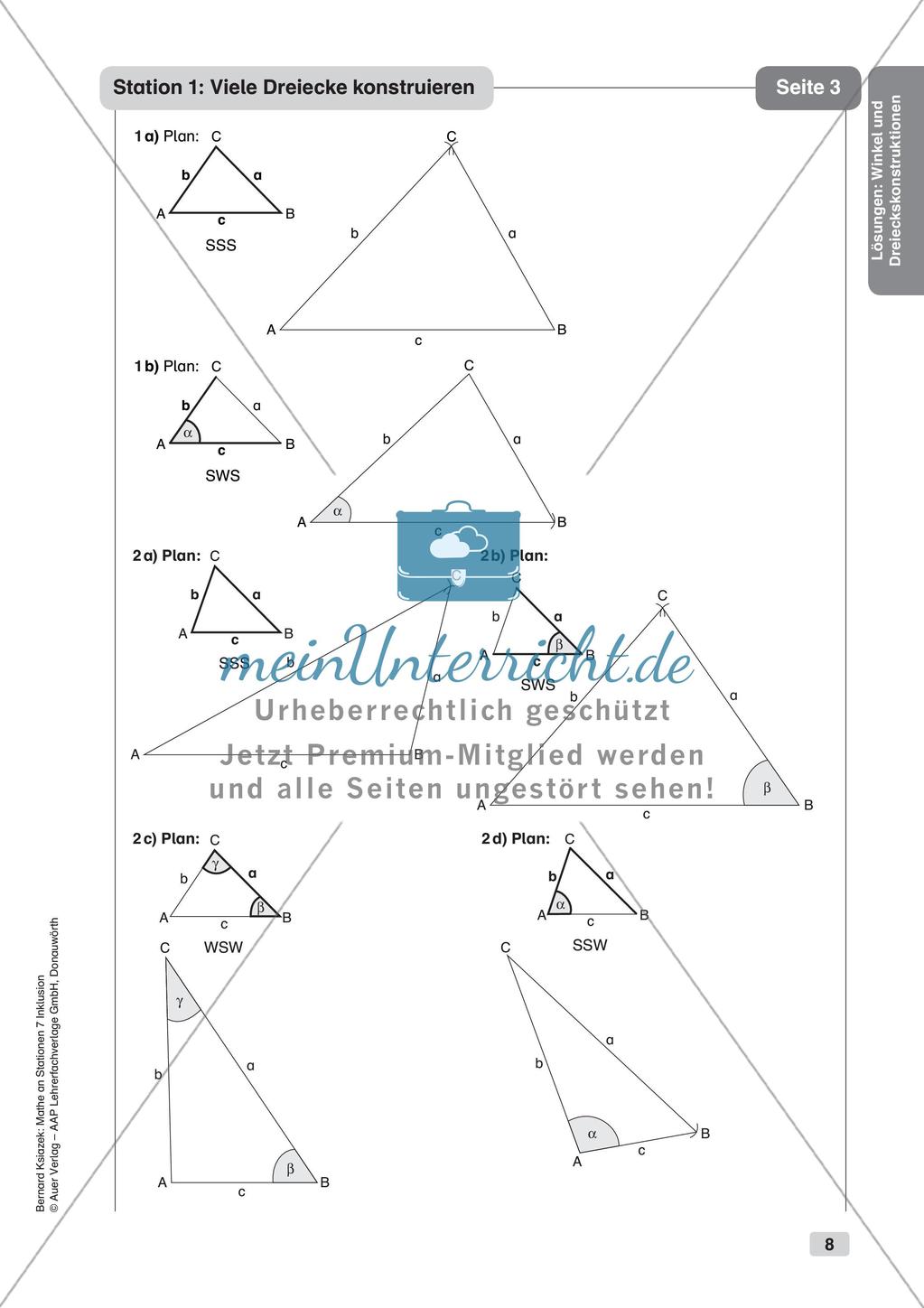 Mathe an Stationen - Inklusion: Winkel und Dreieckskonstruktionen Preview 10
