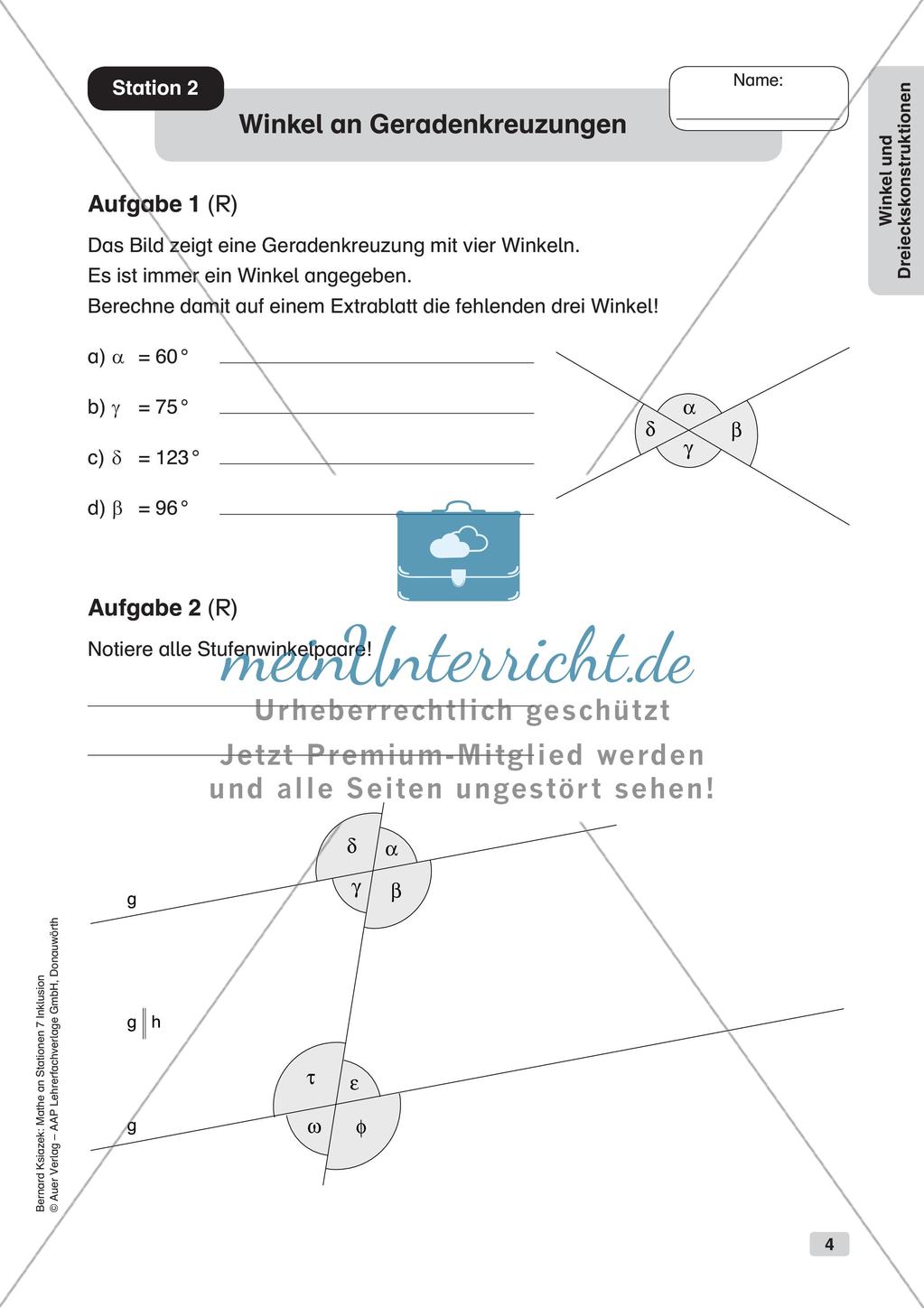 Mathe an Stationen - Inklusion: Winkel und Dreieckskonstruktionen Preview 6
