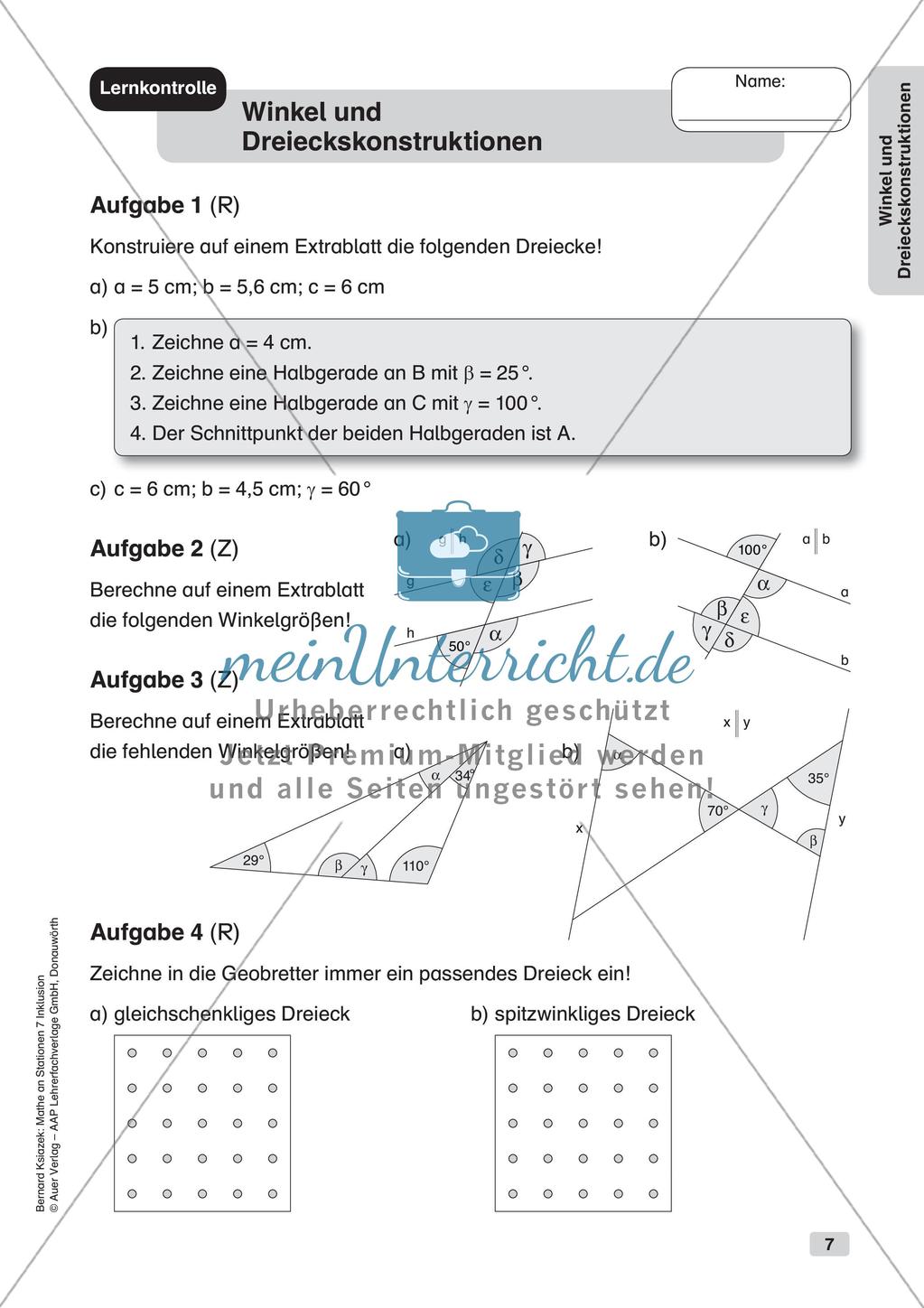 Mathe an Stationen - Inklusion: Winkel und Dreieckskonstruktionen Preview 9