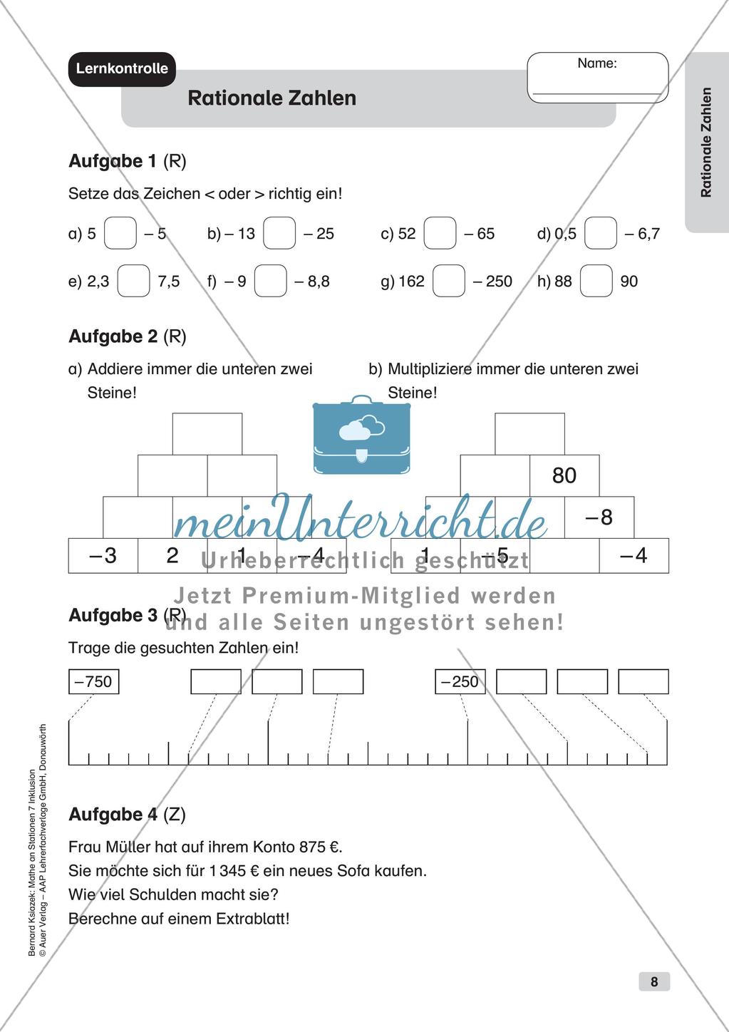 Mathe an Stationen - Inklusion: Rationale Zahlen Preview 10