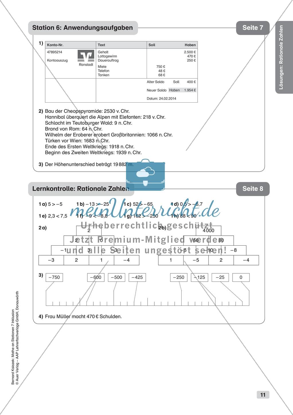 Mathe an Stationen - Inklusion: Rationale Zahlen Preview 13