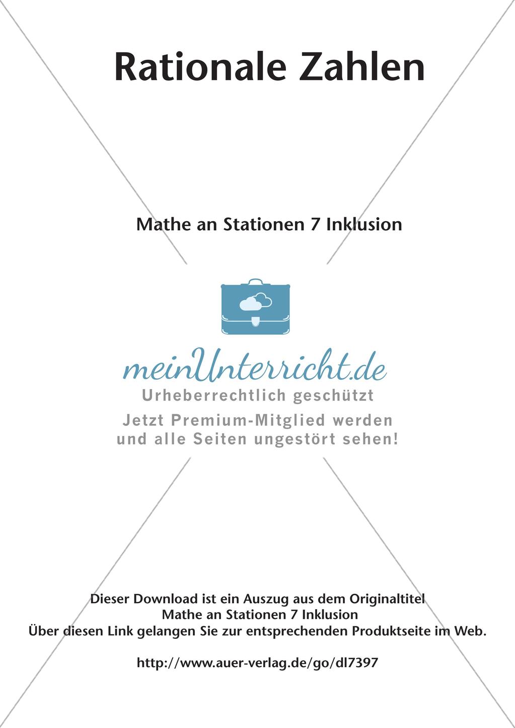 Mathe an Stationen - Inklusion: Rationale Zahlen Preview 2