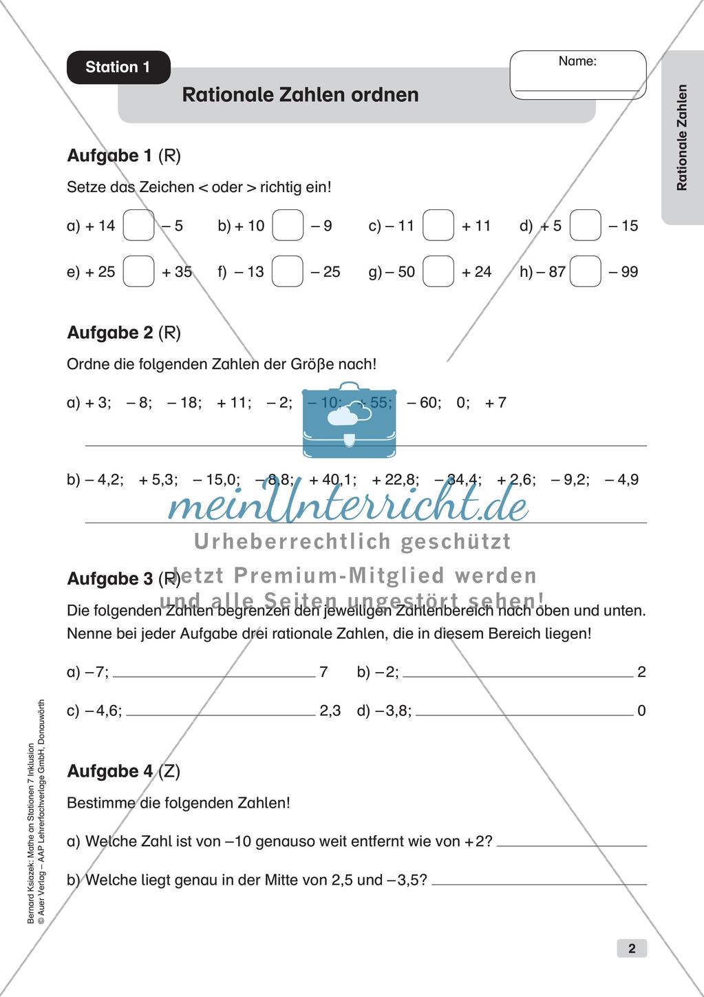 Mathe an Stationen - Inklusion: Rationale Zahlen Preview 4