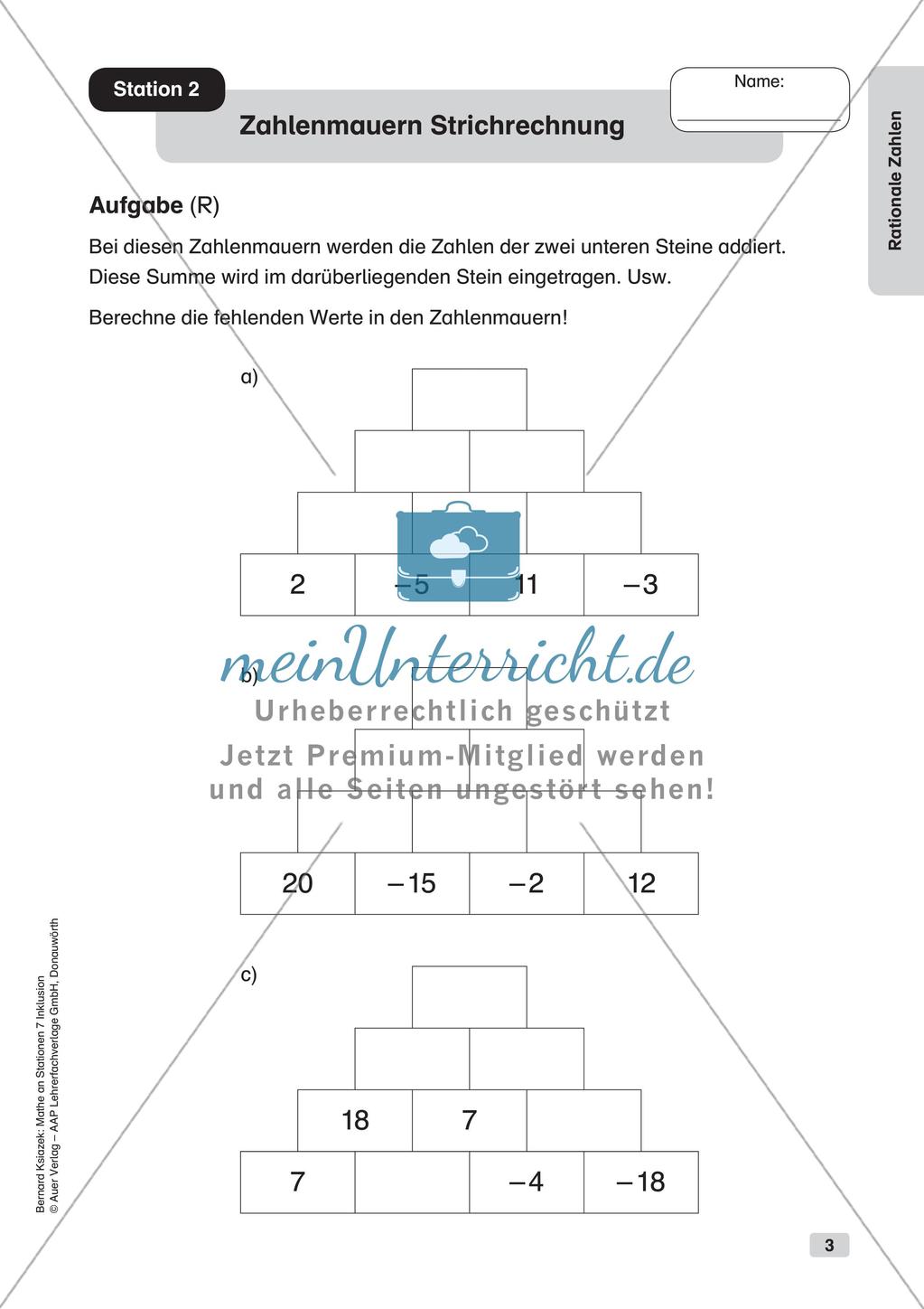 Mathe an Stationen - Inklusion: Rationale Zahlen Preview 5