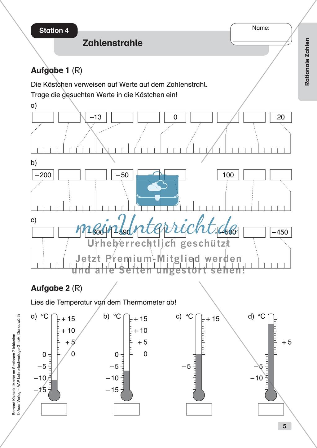 Mathe an Stationen - Inklusion: Rationale Zahlen Preview 7
