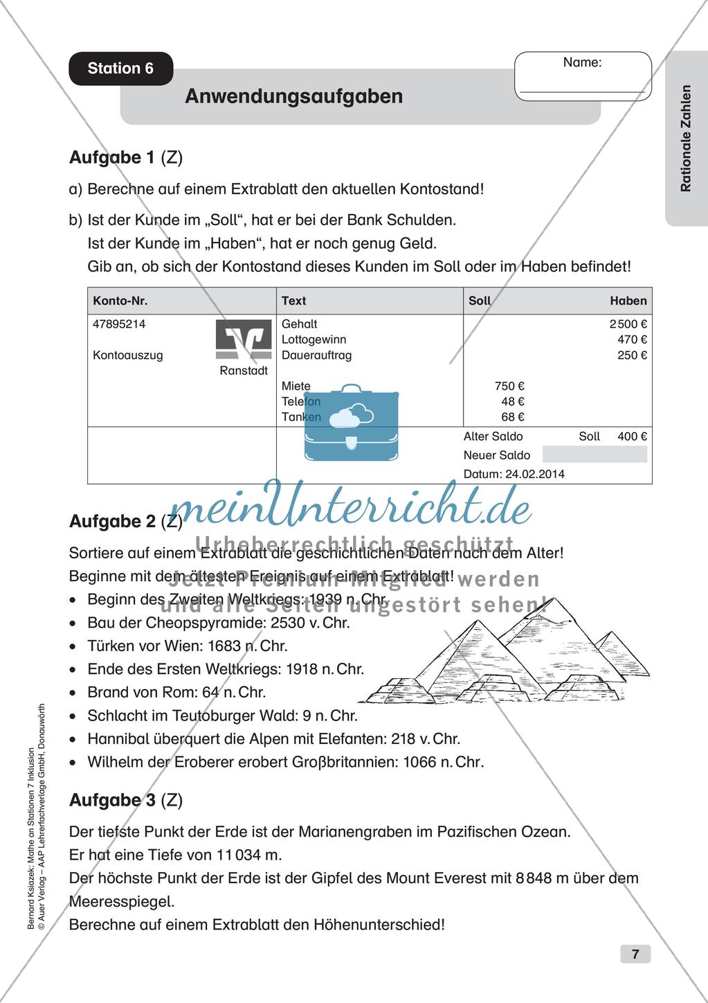 Mathe an Stationen - Inklusion: Rationale Zahlen Preview 9