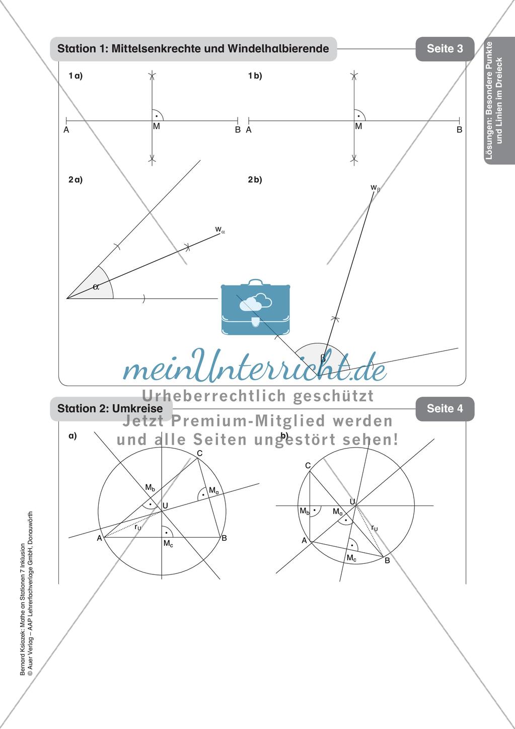 Mathe an Stationen - Inklusion: Besondere Punkte und Linien im Dreieck Preview 11