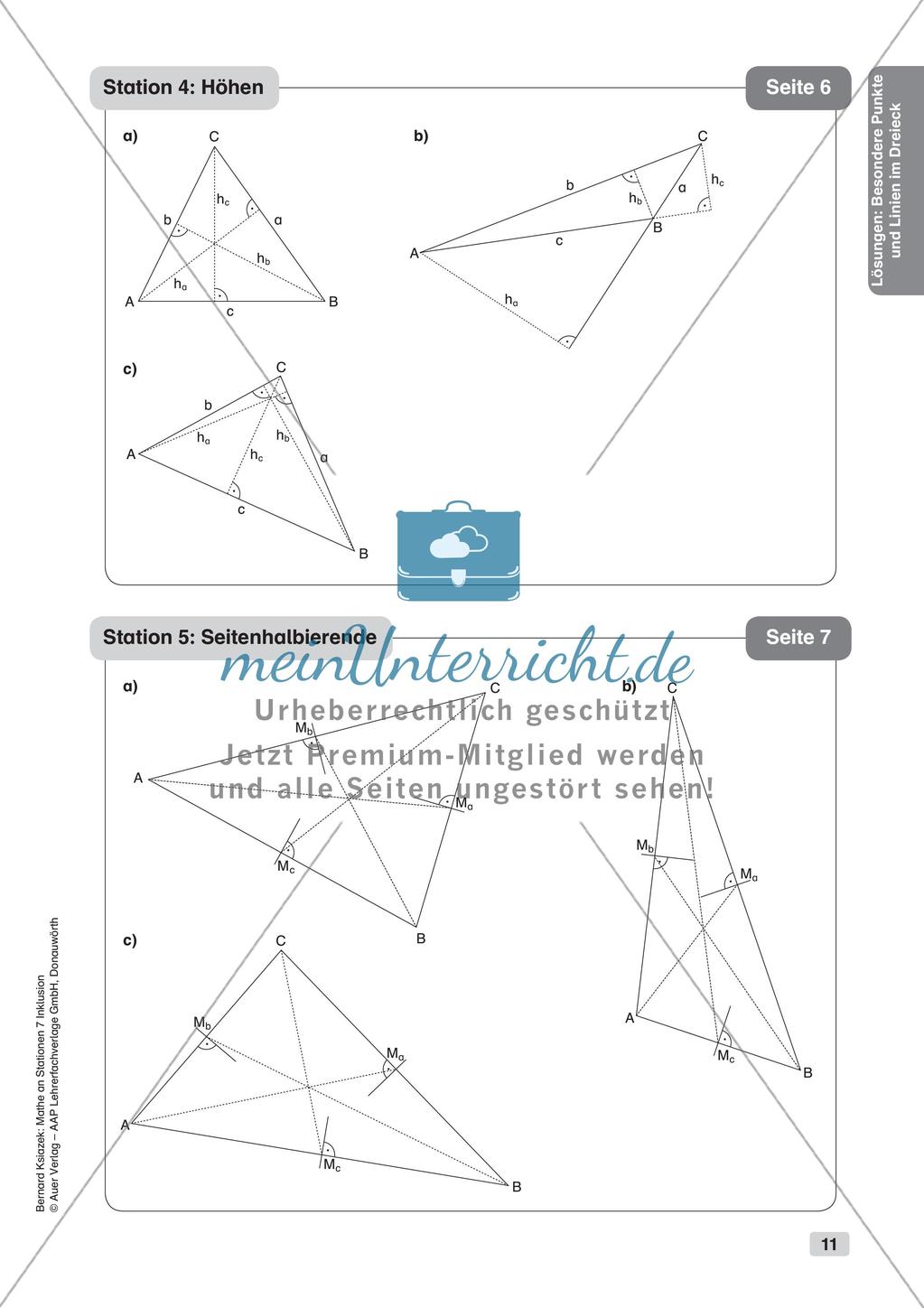 Mathe an Stationen - Inklusion: Besondere Punkte und Linien im Dreieck Preview 13