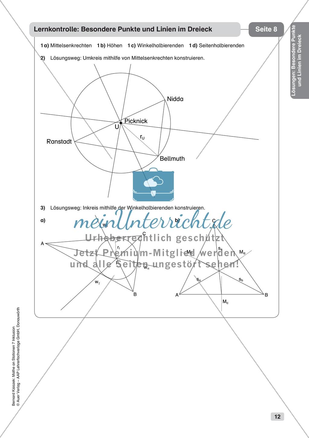 Mathe an Stationen - Inklusion: Besondere Punkte und Linien im Dreieck Preview 14
