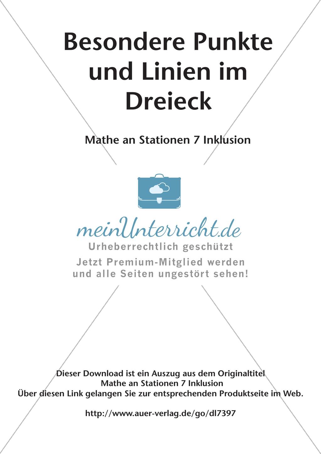 Mathe an Stationen - Inklusion: Besondere Punkte und Linien im Dreieck Preview 2