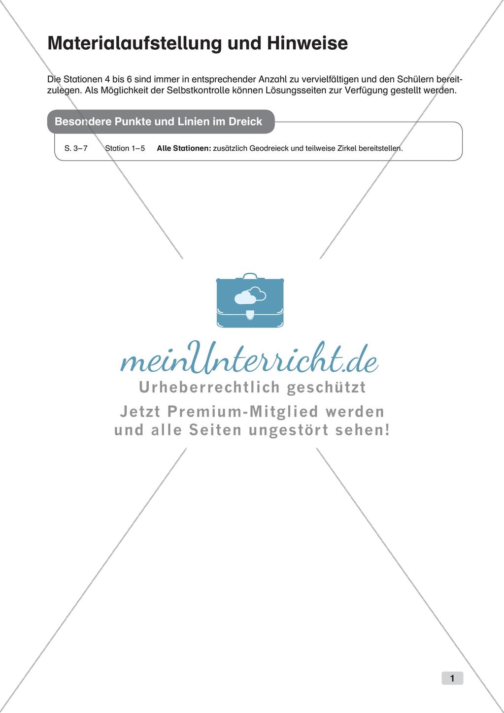Mathe an Stationen - Inklusion: Besondere Punkte und Linien im Dreieck Preview 3