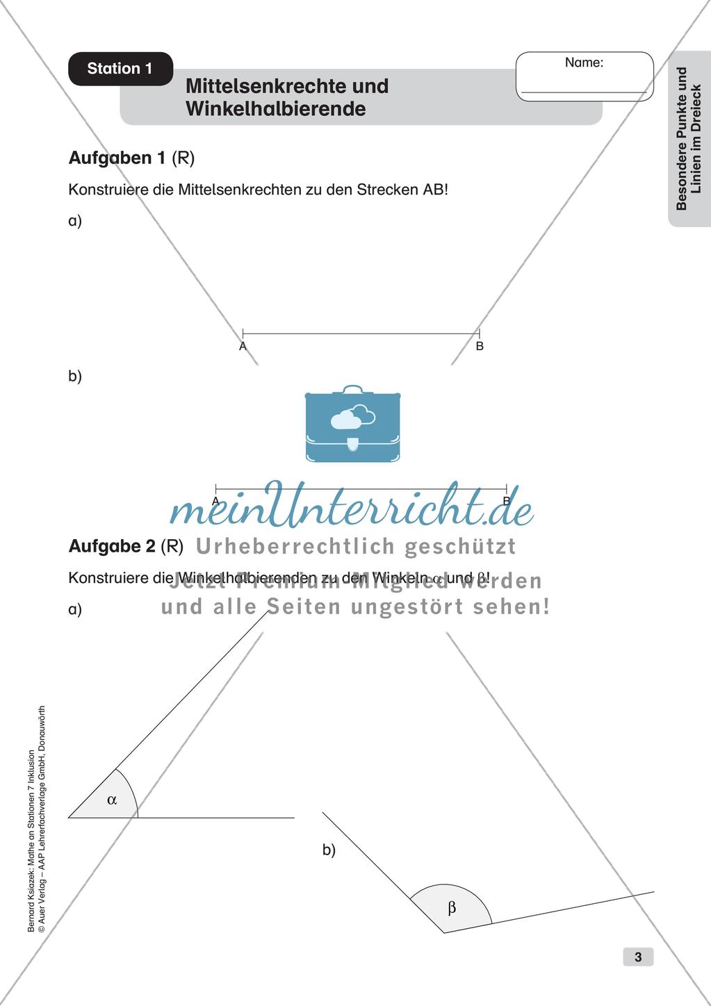 Mathe an Stationen - Inklusion: Besondere Punkte und Linien im Dreieck Preview 5