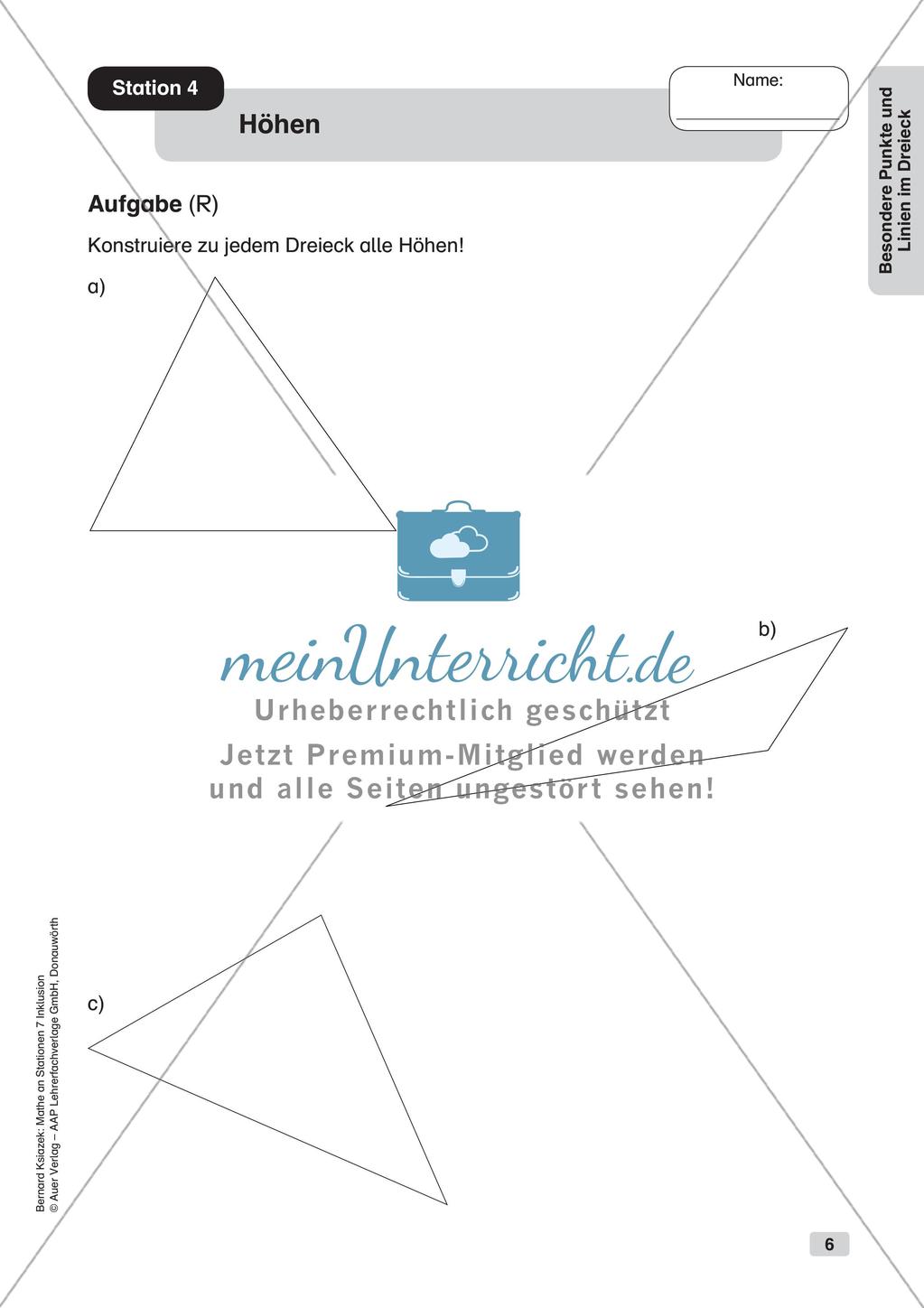Mathe an Stationen - Inklusion: Besondere Punkte und Linien im Dreieck Preview 8