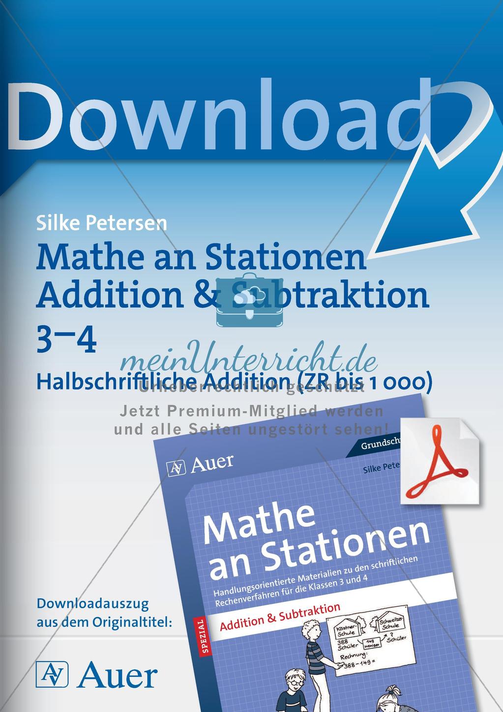 Mathe an Stationen: Halbschriftliche Addition (ZR bis 1000) Preview 1