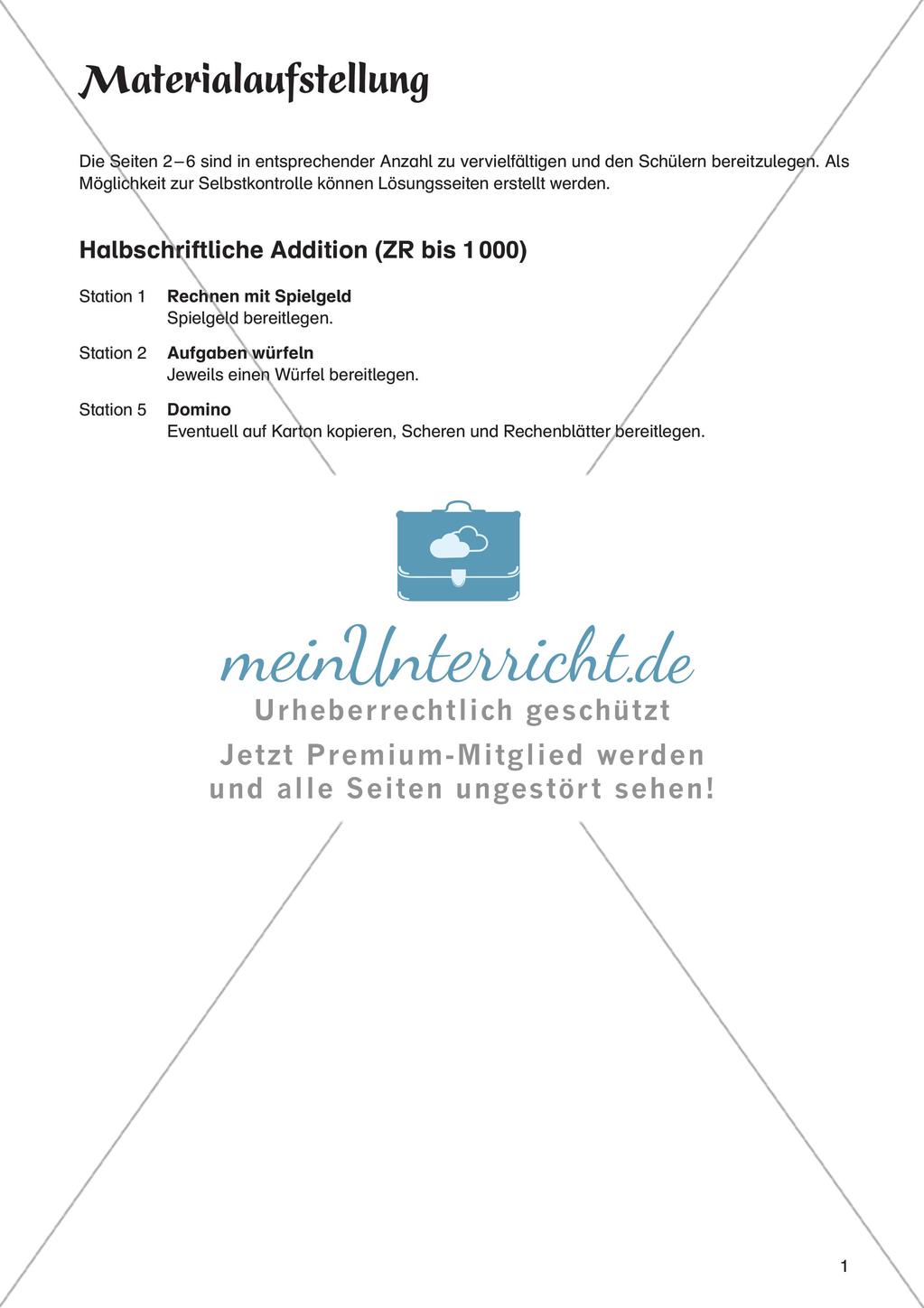 Mathe an Stationen: Halbschriftliche Addition (ZR bis 1000) Preview 3