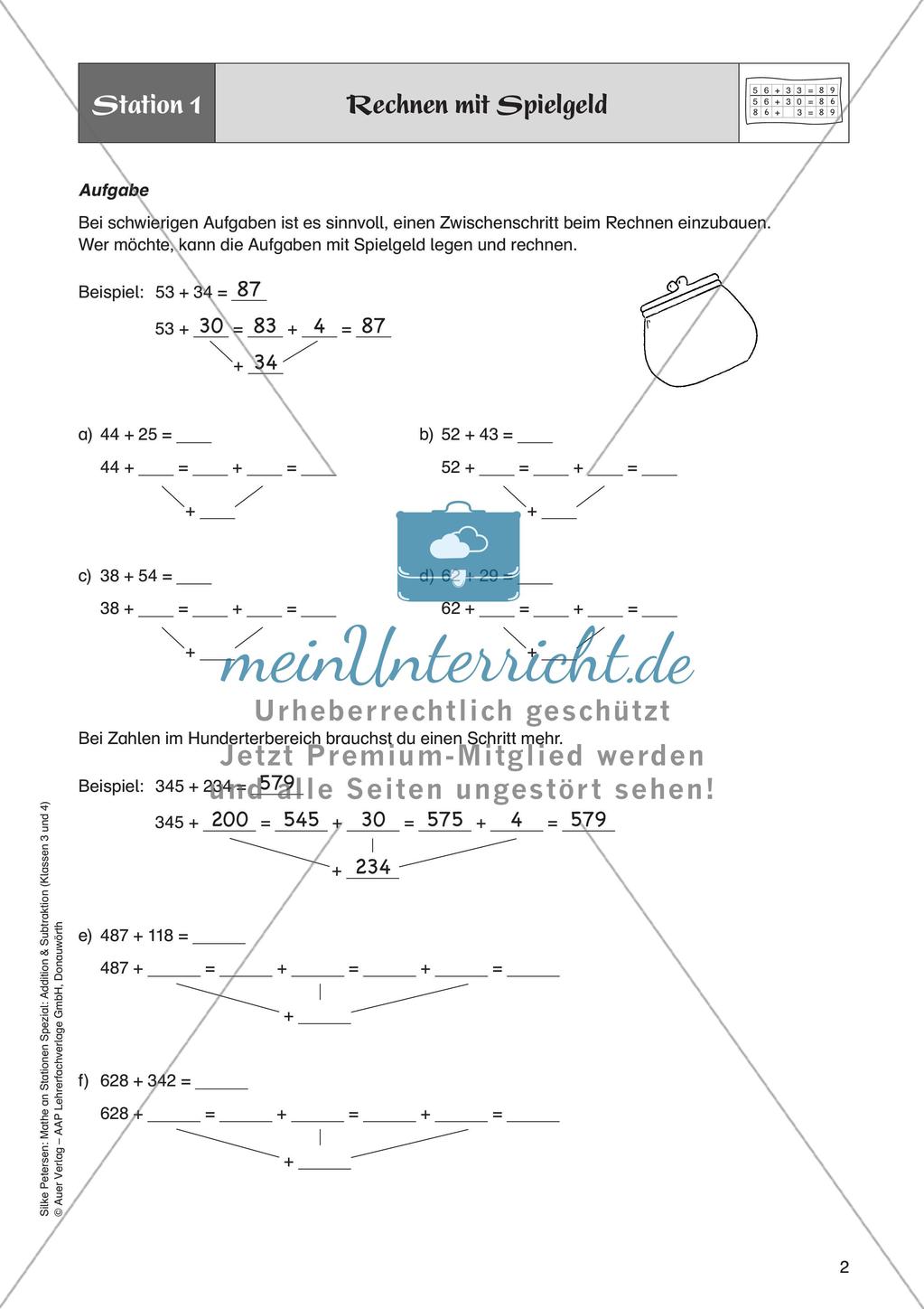 Mathe an Stationen: Halbschriftliche Addition (ZR bis 1000) Preview 4