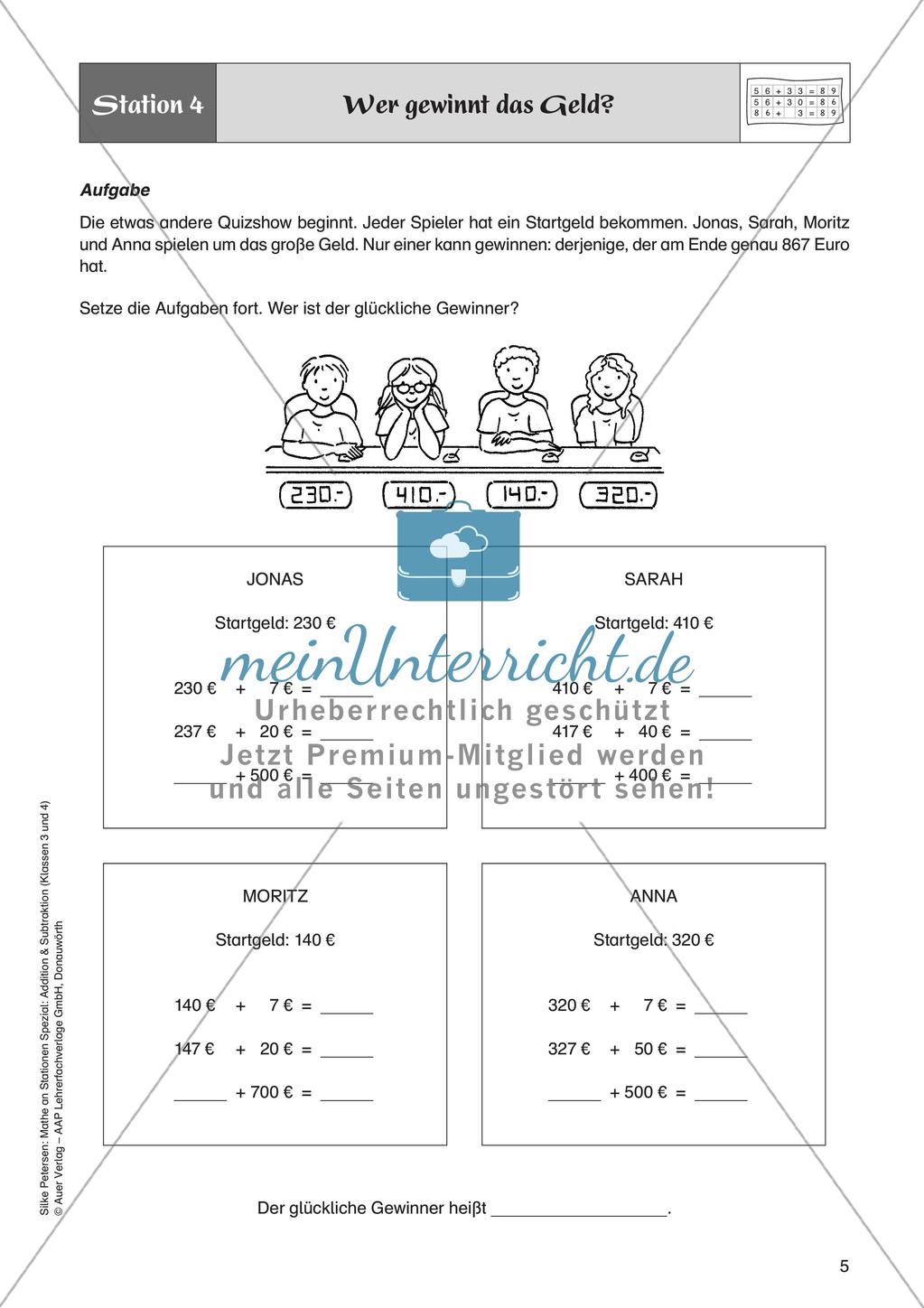 Mathe an Stationen: Halbschriftliche Addition (ZR bis 1000) Preview 7