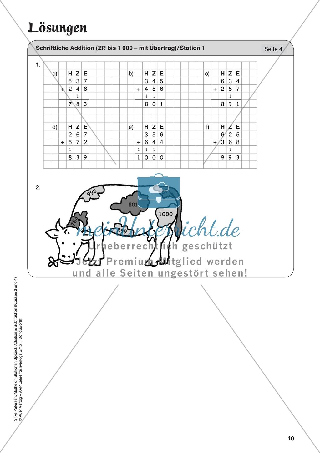 Mathe an Stationen: Schriftliche Addition (ZR bis 1000 mit Übertrag) Preview 12
