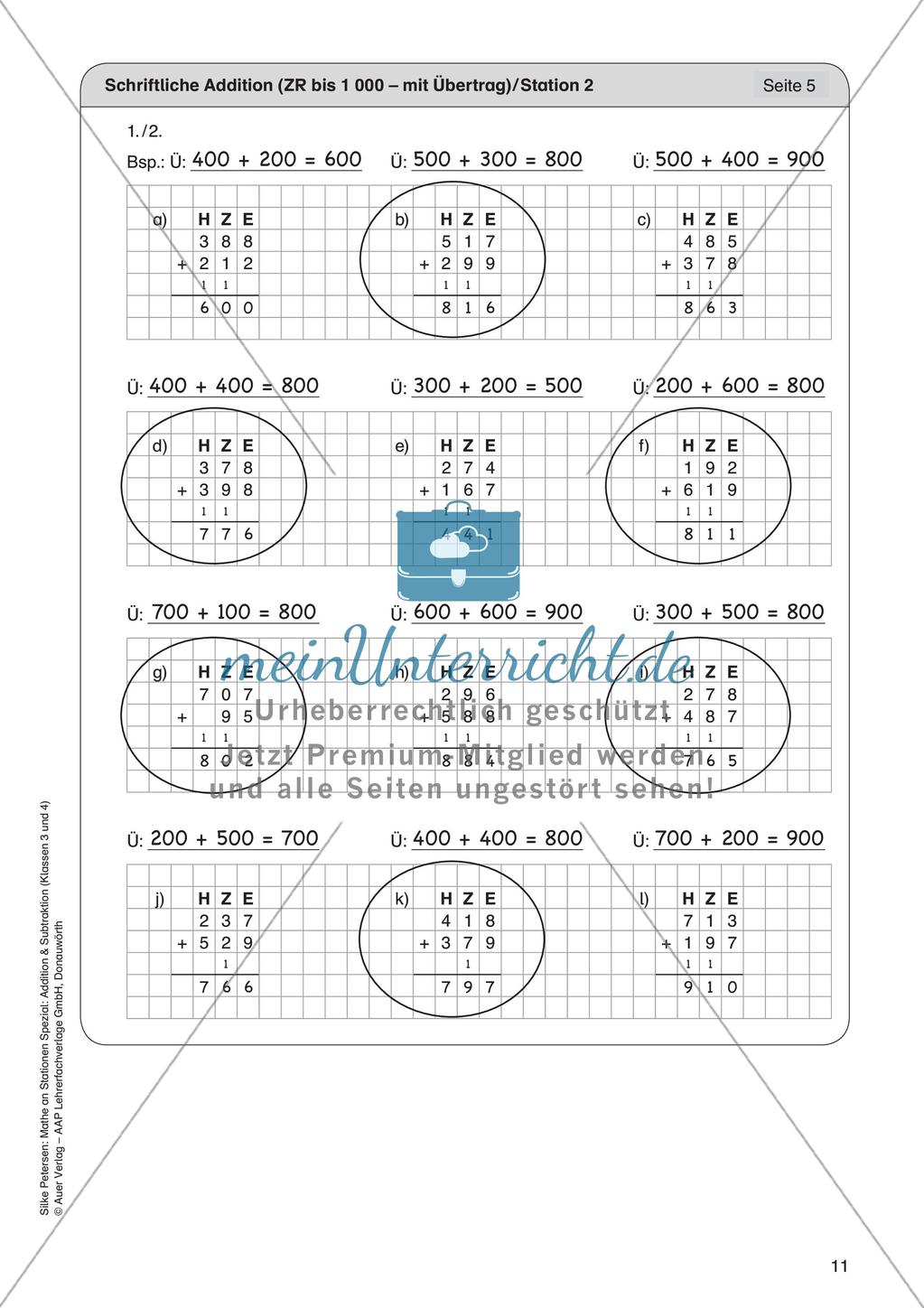 Mathe an Stationen: Schriftliche Addition (ZR bis 1000 mit Übertrag) Preview 13