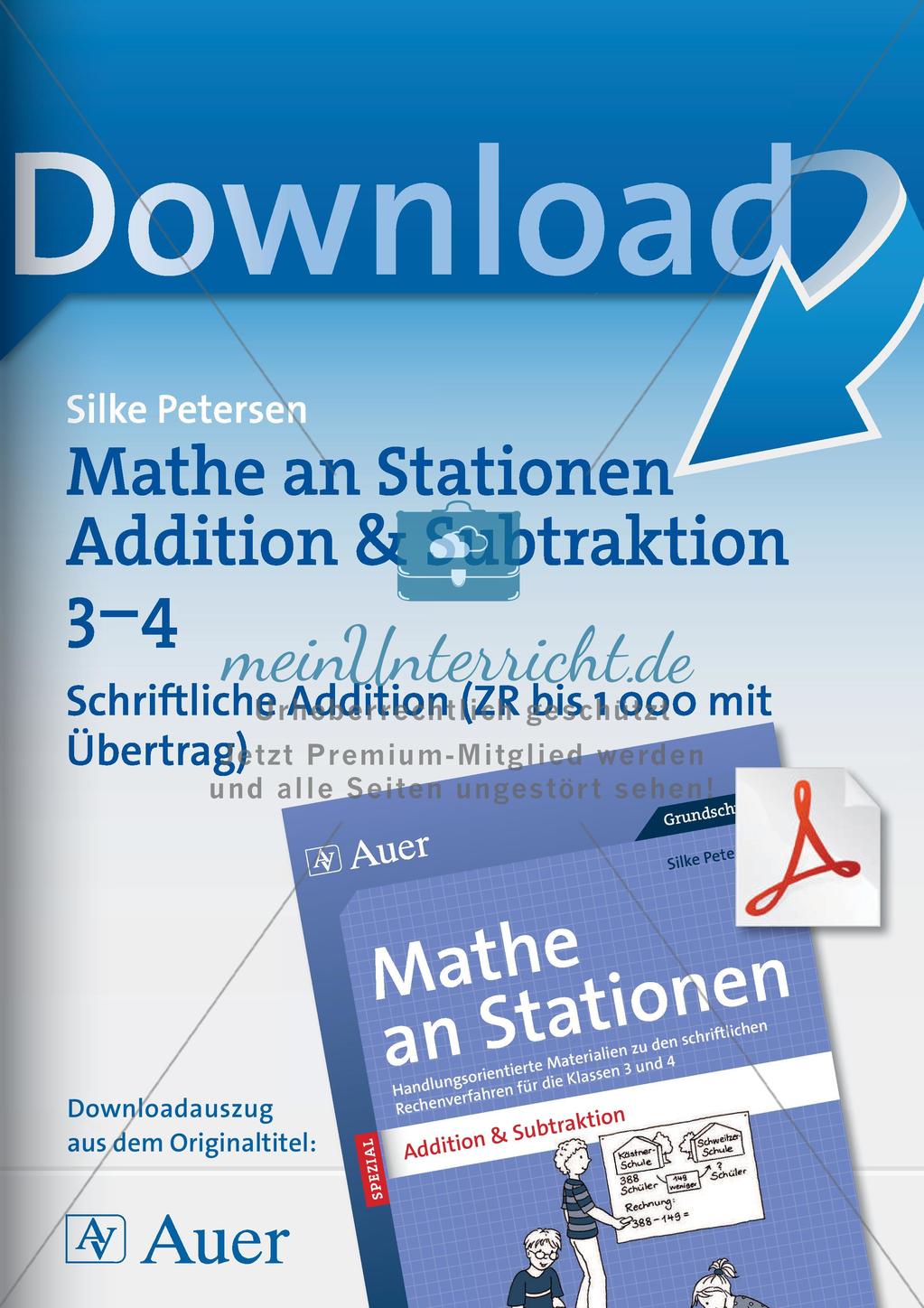 Mathe an Stationen: Schriftliche Addition (ZR bis 1000 mit Übertrag) Preview 1