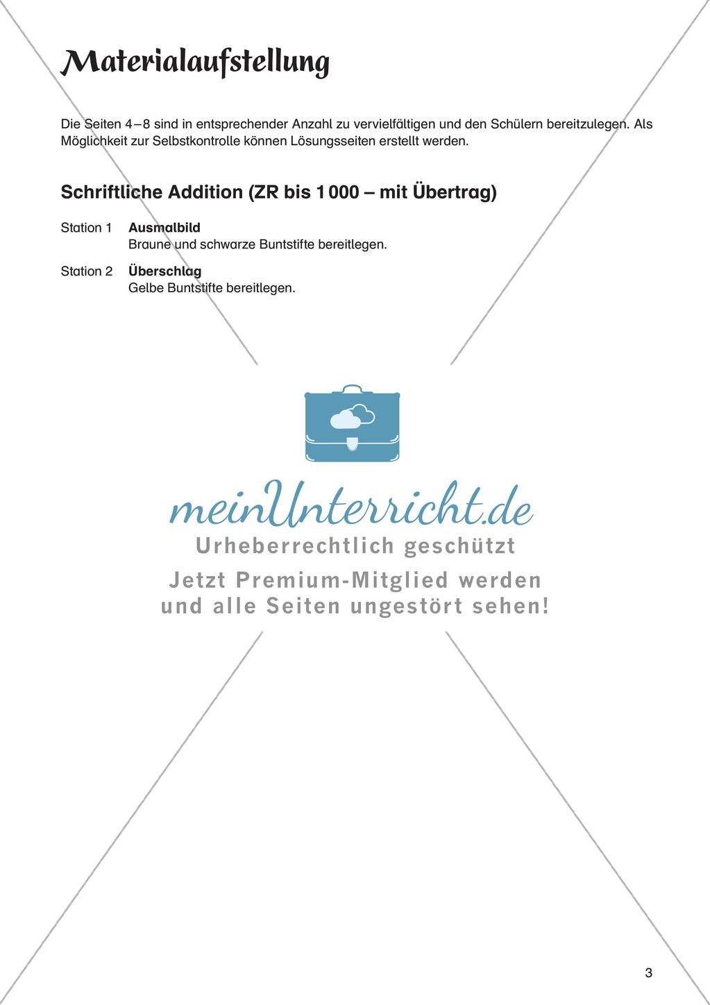 Mathe an Stationen: Schriftliche Addition (ZR bis 1000 mit Übertrag) Preview 5