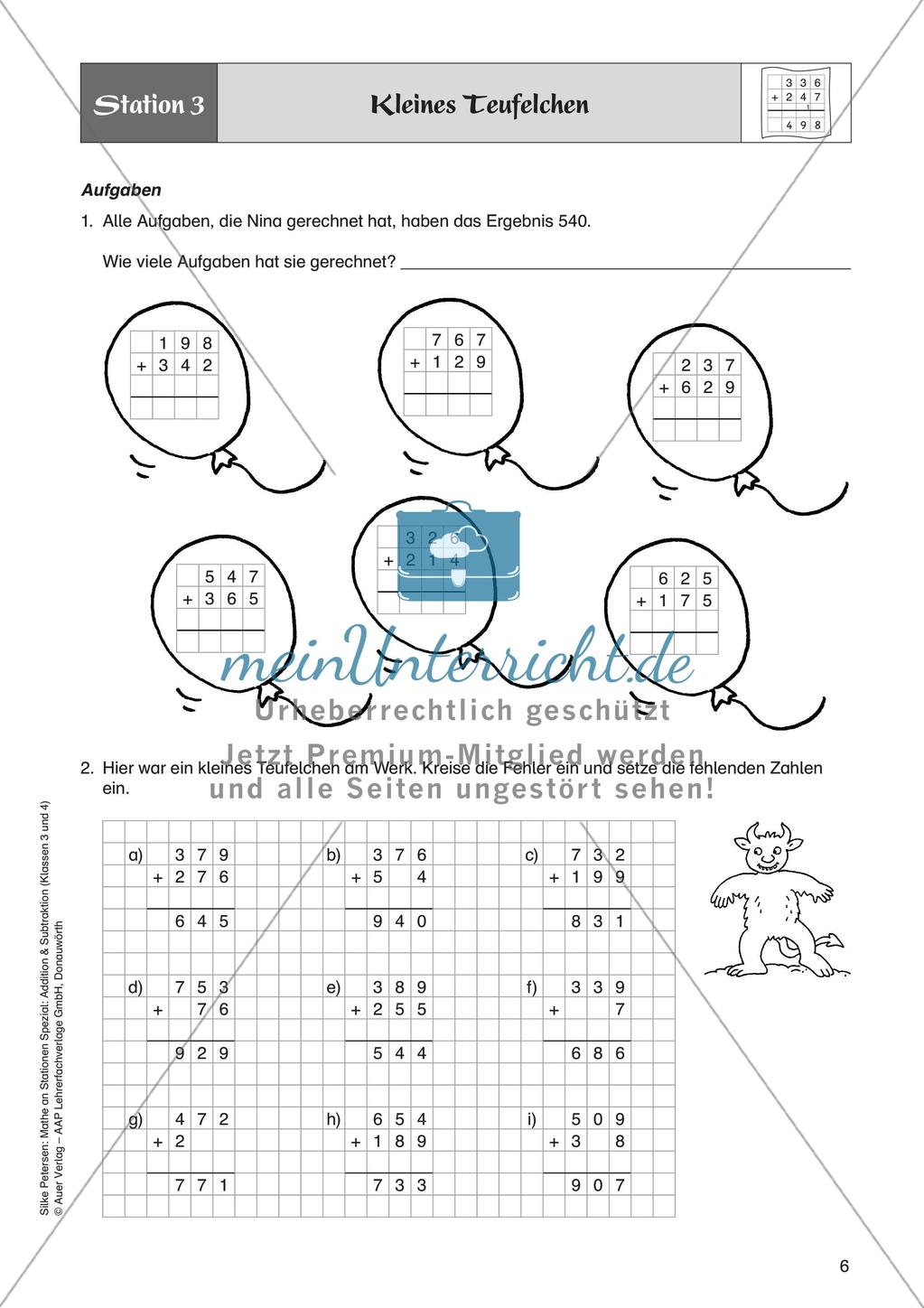 Mathe an Stationen: Schriftliche Addition (ZR bis 1000 mit Übertrag) Preview 8