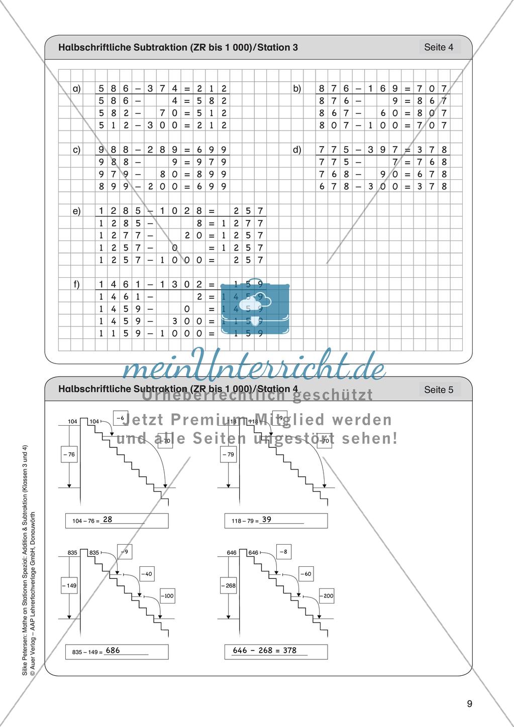 Mathe an Stationen: Halbschriftliche Subtraktion (ZR bis 1000) Preview 11