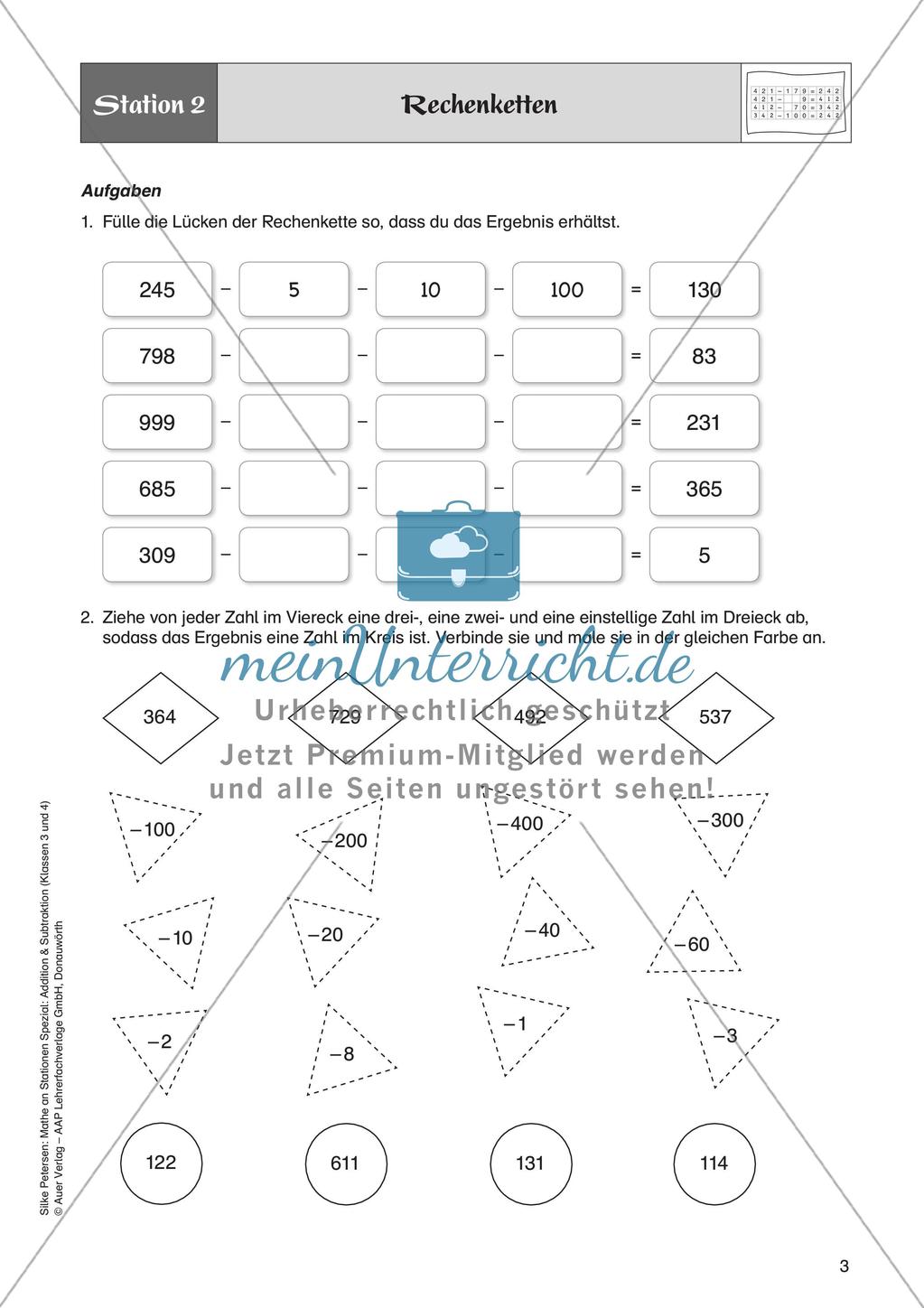Mathe an Stationen: Halbschriftliche Subtraktion (ZR bis 1000) Preview 5