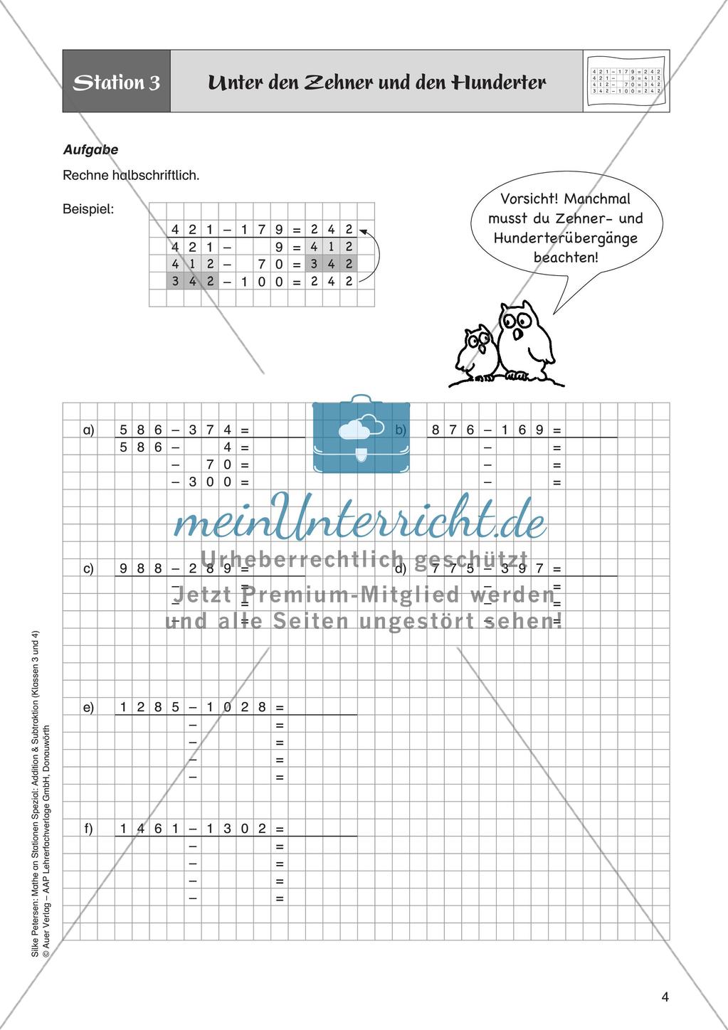 Mathe an Stationen: Halbschriftliche Subtraktion (ZR bis 1000) Preview 6