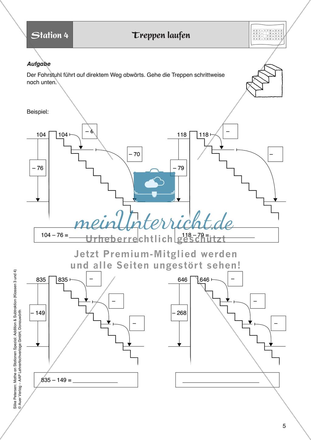 Mathe an Stationen: Halbschriftliche Subtraktion (ZR bis 1000) Preview 7