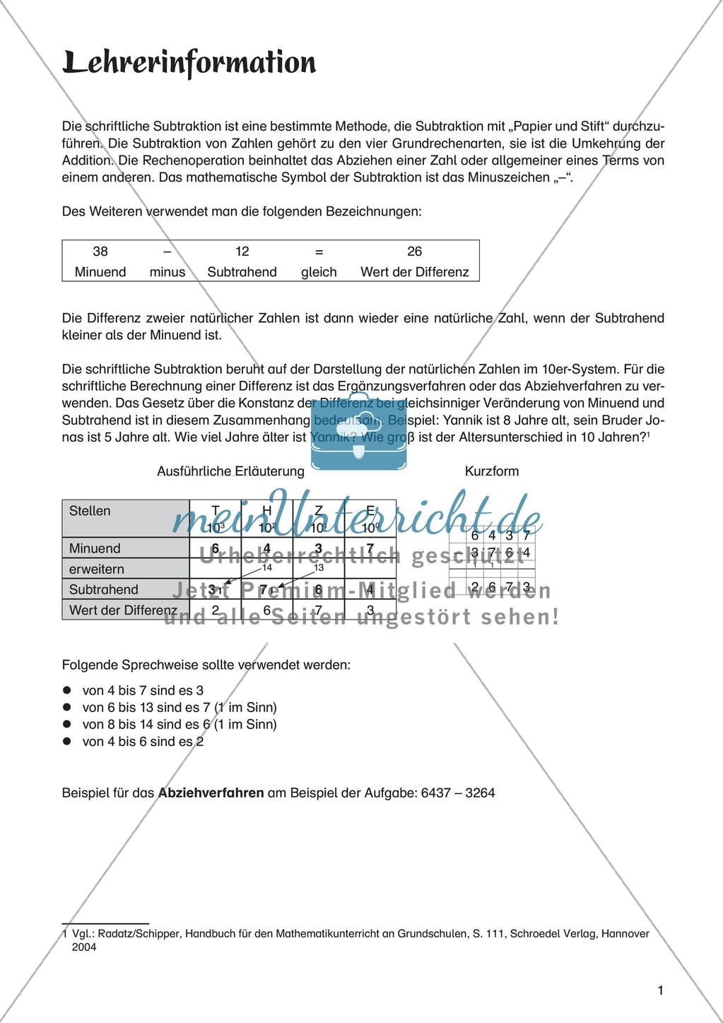 Mathe an Stationen: Schriftliche Subtraktion (ZR bis 1000 ohne Übertrag) Preview 3