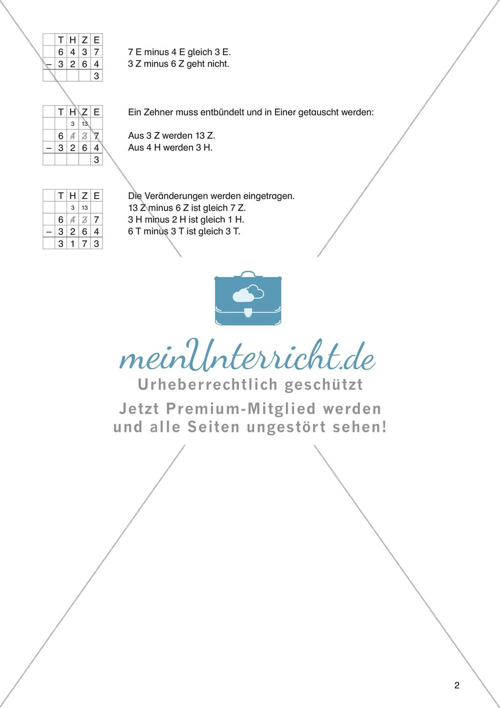 Mathe an Stationen: Schriftliche Subtraktion (ZR bis 1000 ohne Übertrag) Preview 4
