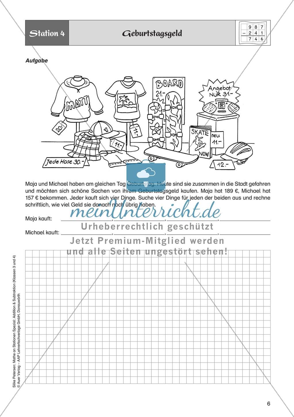 Mathe an Stationen: Schriftliche Subtraktion (ZR bis 1000 ohne Übertrag) Preview 8