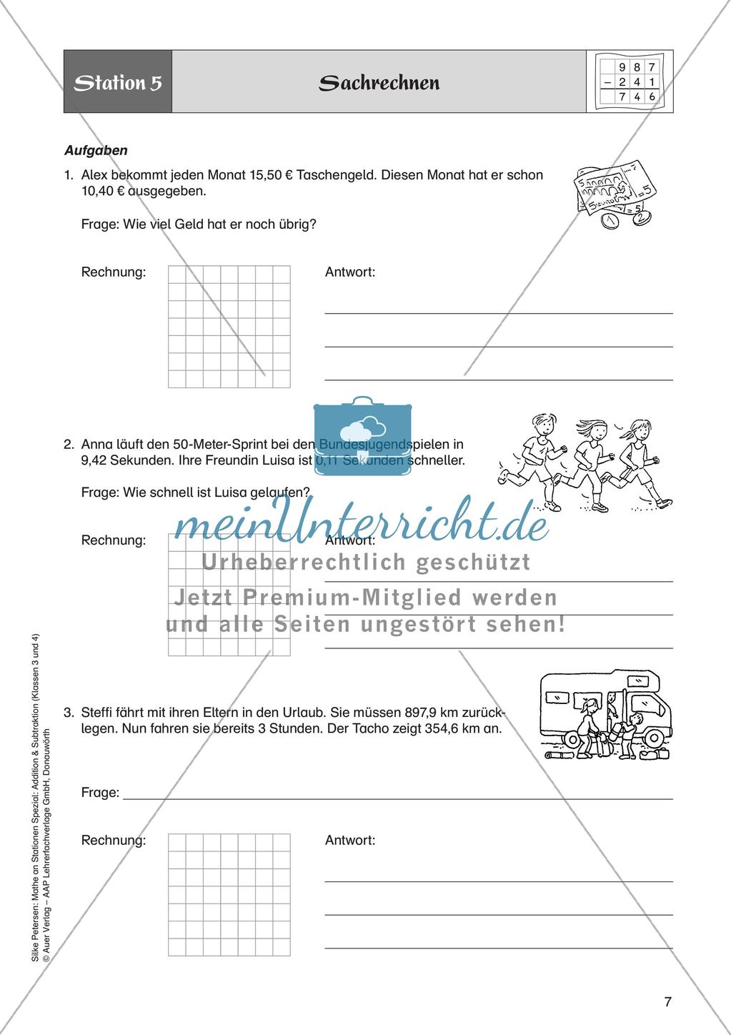 Mathe an Stationen: Schriftliche Subtraktion (ZR bis 1000 ohne Übertrag) Preview 9