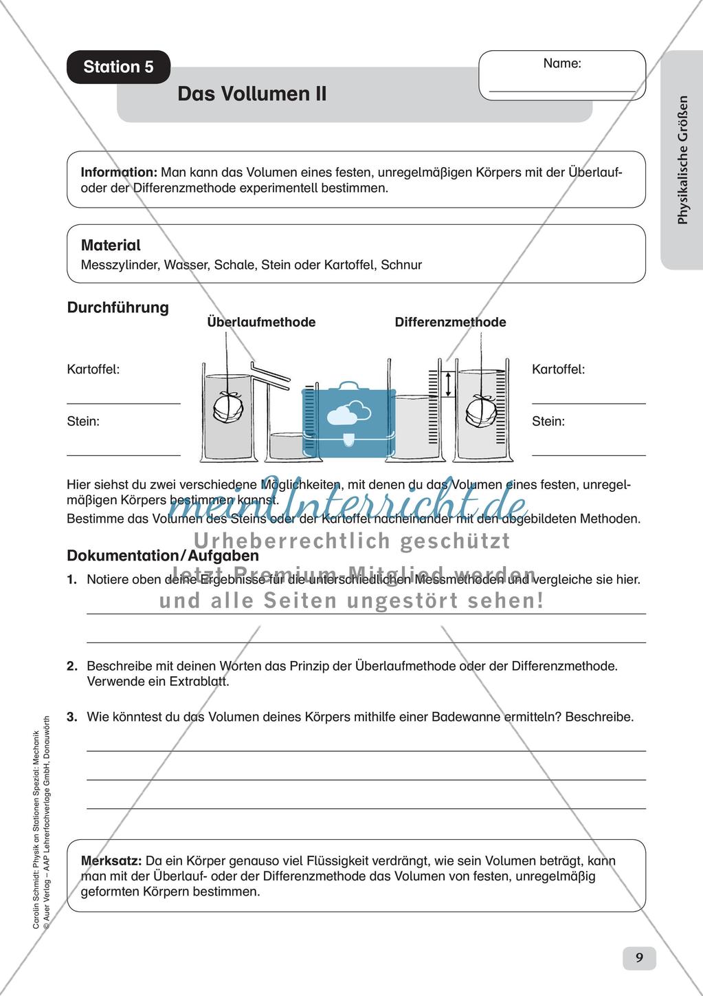 Physik an Stationen: Mechanik - Physikalische Größen Preview 11
