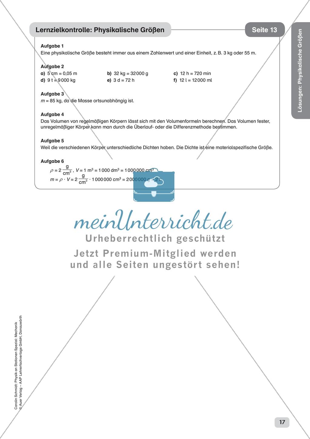 Physik an Stationen: Mechanik - Physikalische Größen Preview 19