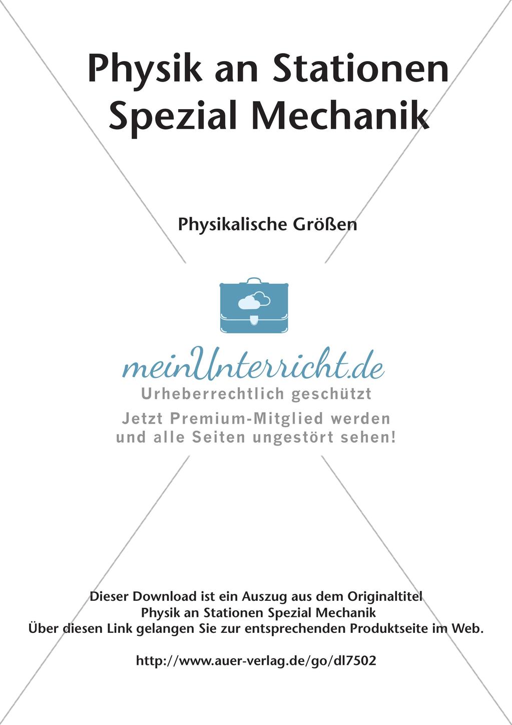 Physik an Stationen: Mechanik - Physikalische Größen Preview 2