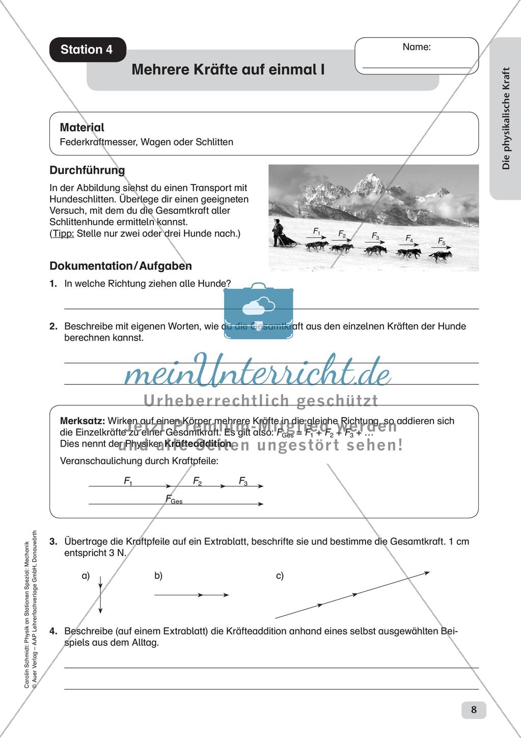 Physik an Stationen: Mechanik - Die physikalische Kraft Preview 10