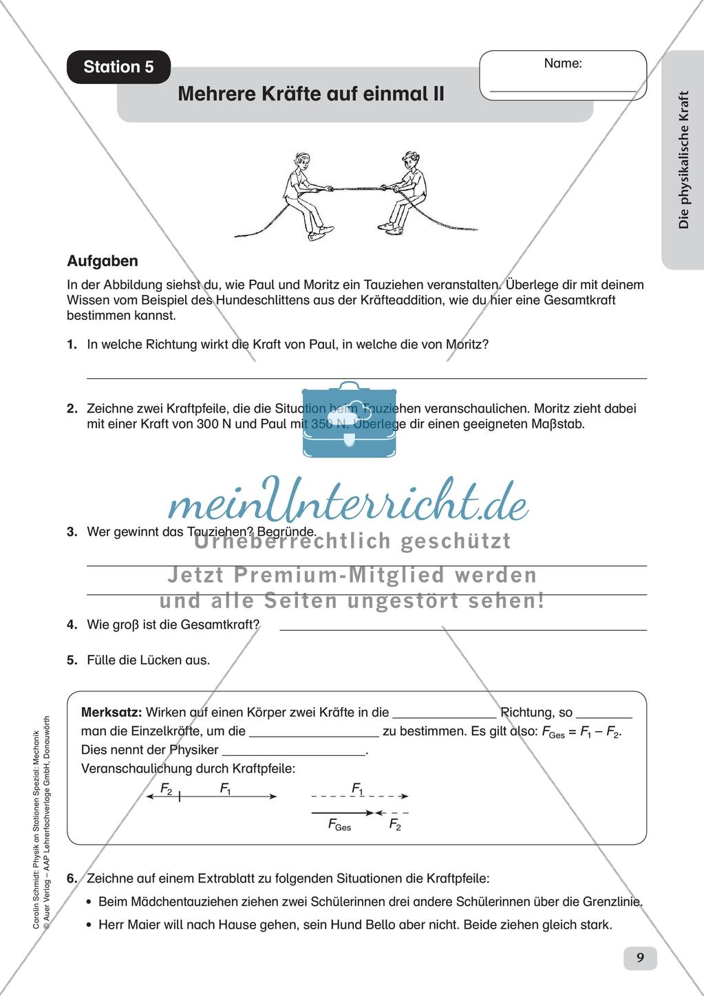 Physik an Stationen: Mechanik - Die physikalische Kraft Preview 11