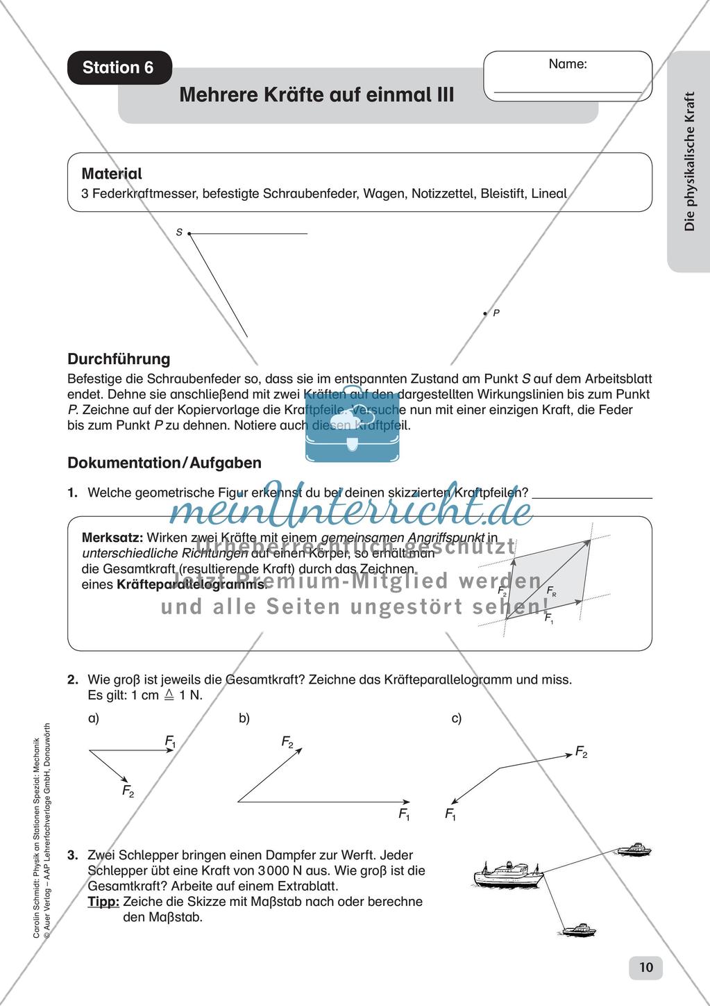 Physik an Stationen: Mechanik - Die physikalische Kraft Preview 12