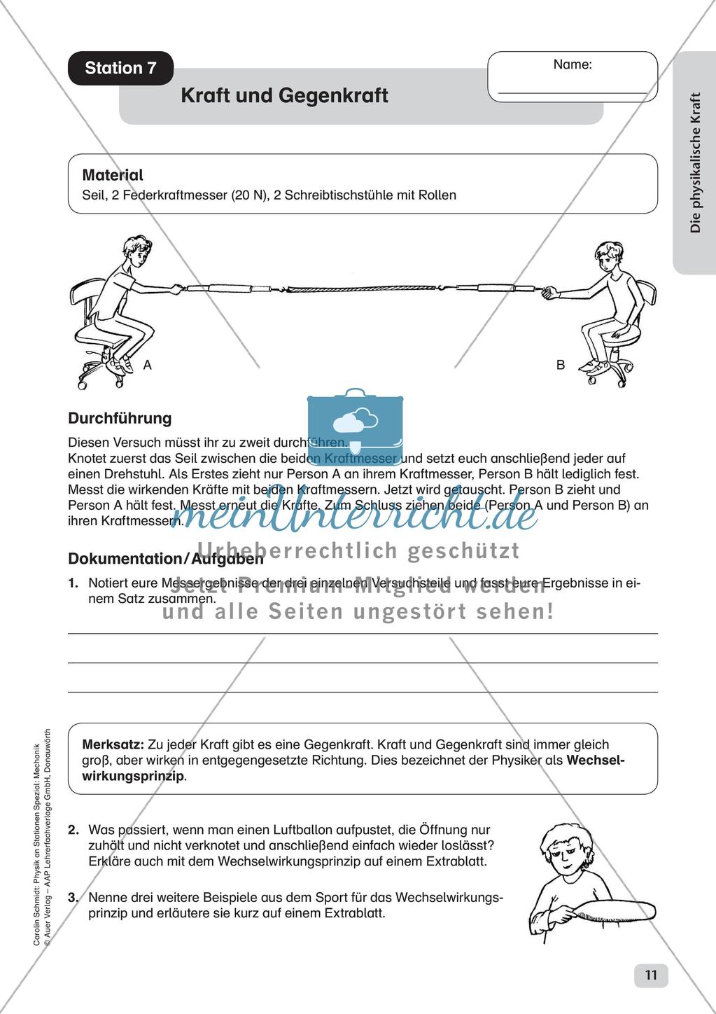 Physik an Stationen: Mechanik - Die physikalische Kraft Preview 13